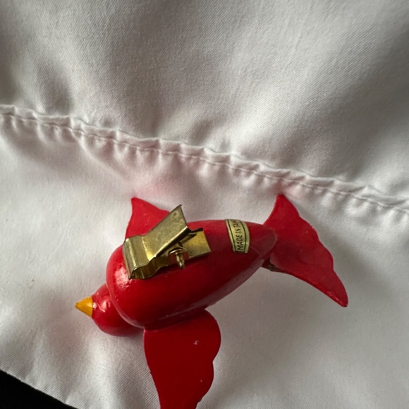 Vintage 1950’s wooden red bird clip ornament - Picture 4 of 4